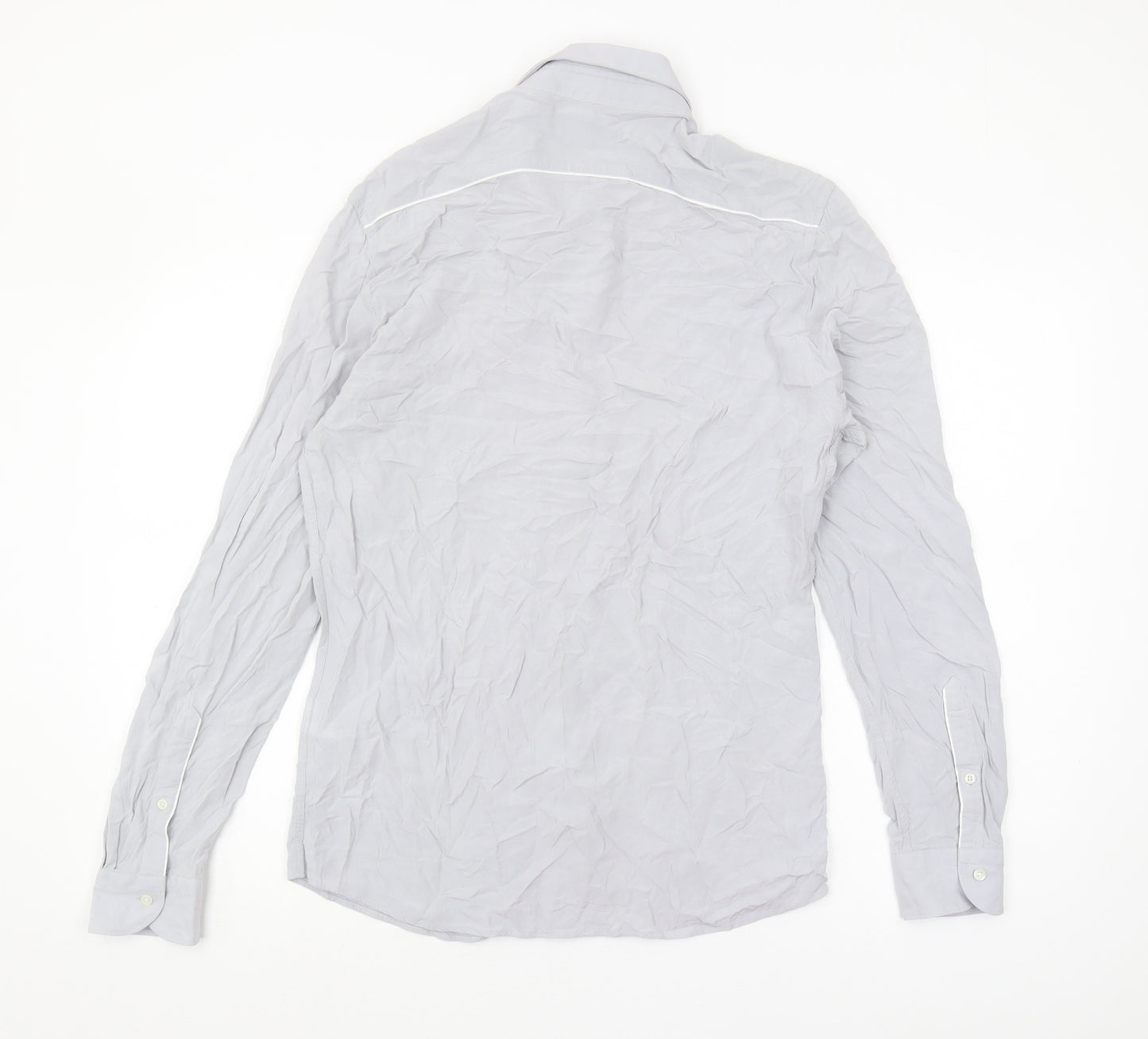Reiss Women's Grey Button-Up Shirt Medium