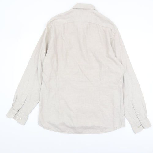 Moss London Men's Beige Slim Fit Check Shirt Size 16