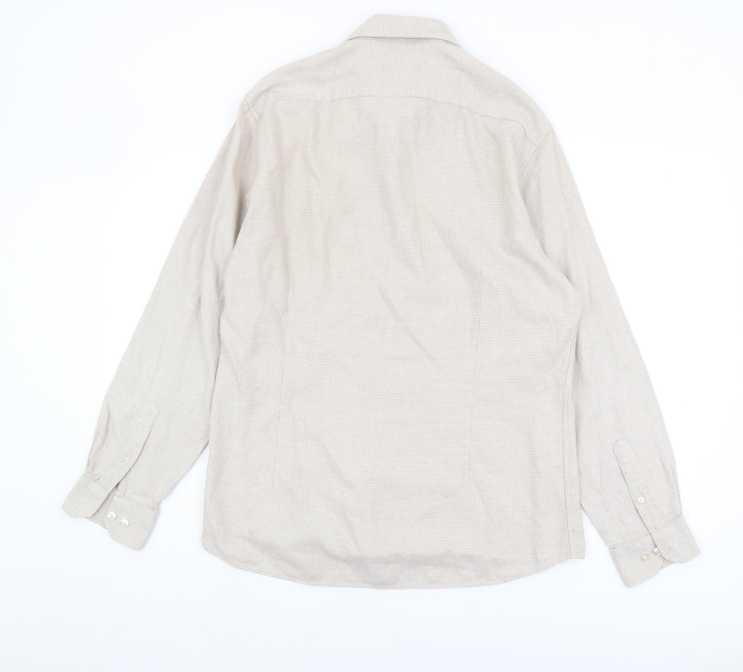 Moss London Men's Beige Slim Fit Check Shirt Size 16
