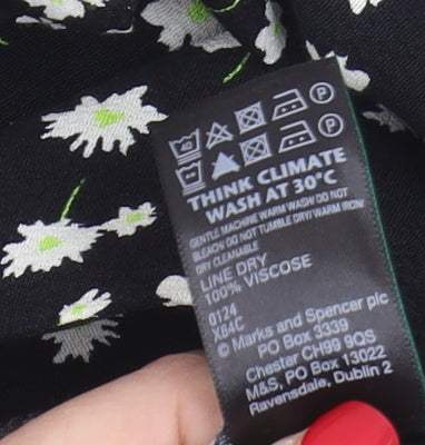 Marks and Spencer Women's Floral Blouse, Black 8 Petite