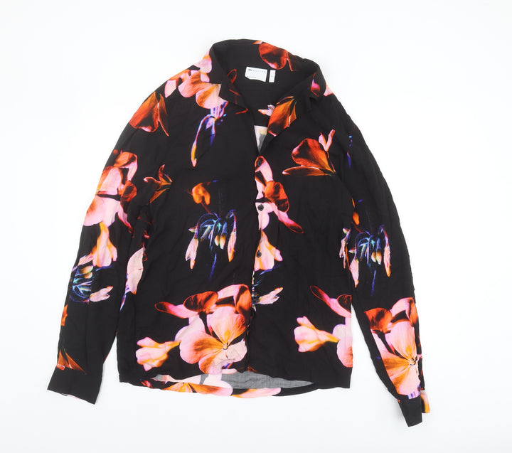 ASOS DESIGN Women's XS Black Floral Button-Up Shirt