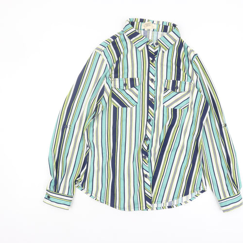 Madison & Monroe Women's Blue Striped Button-Up Shirt, S