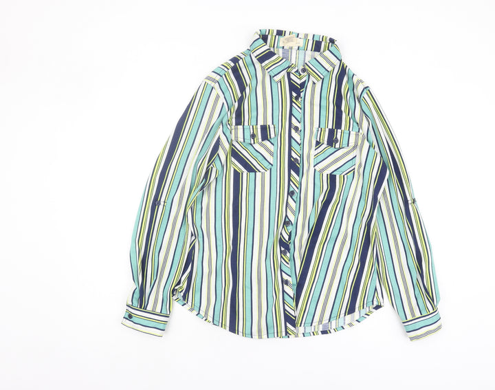 Madison & Monroe Women's Blue Striped Button-Up Shirt, S