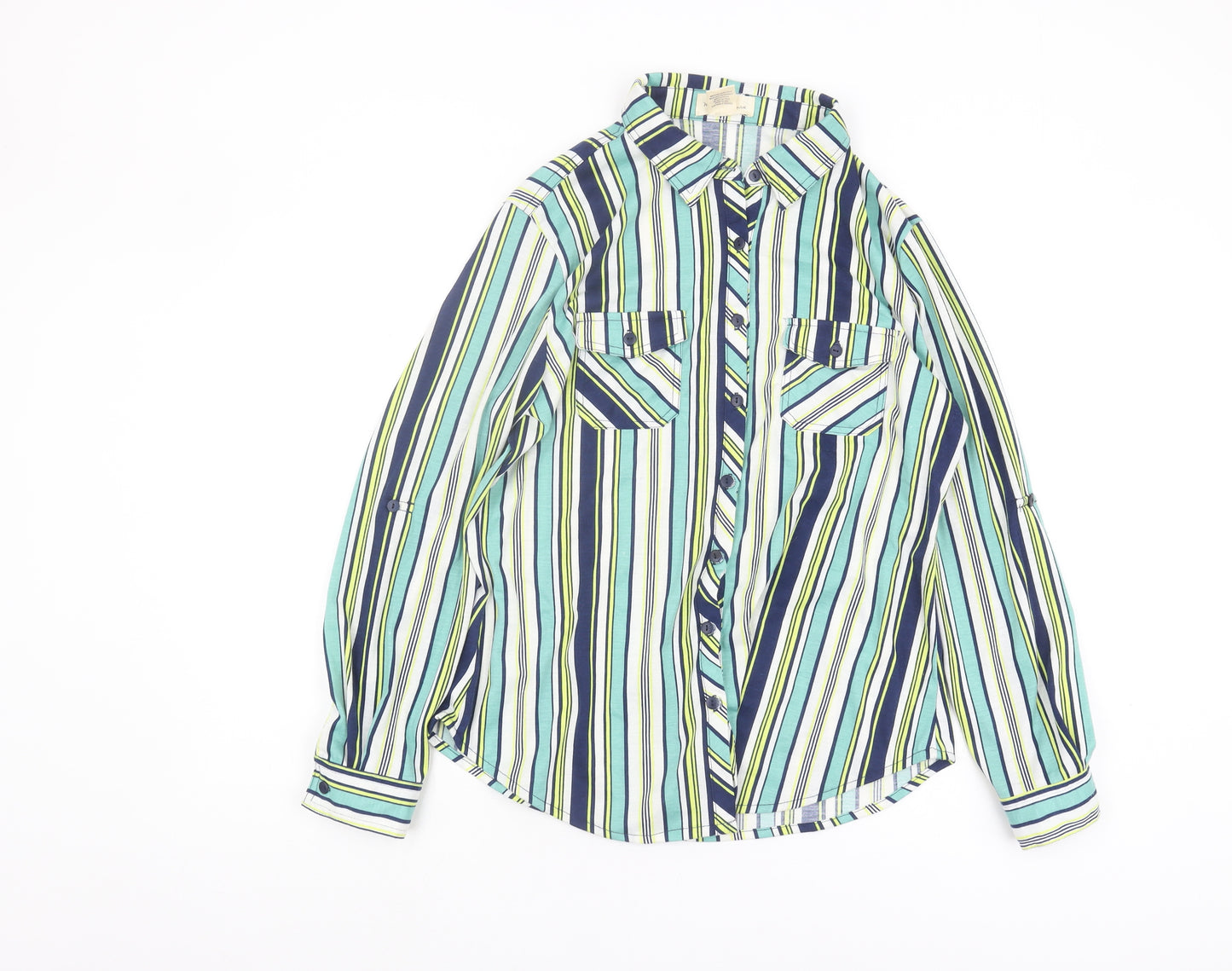 Madison & Monroe Women's Blue Striped Button-Up Shirt, S