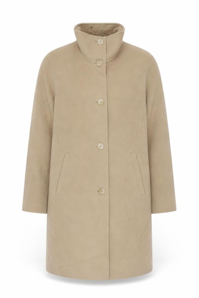 Front view of Marks & Spencer Women's Beige Wool Blend Overcoat