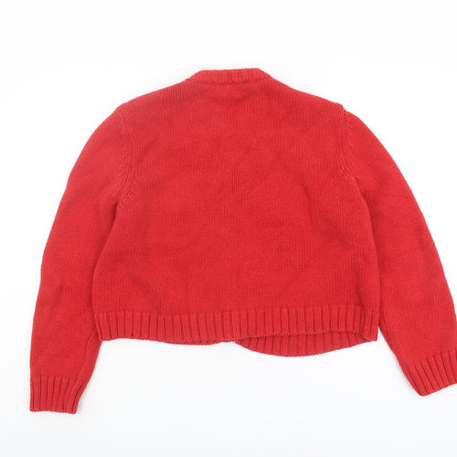 Zara Women's Red Cardigan - Size 12, Chunky Knit