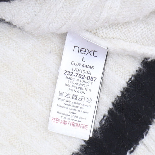 Next Women's Ivory Striped Cable Knit Pullover Jumper L