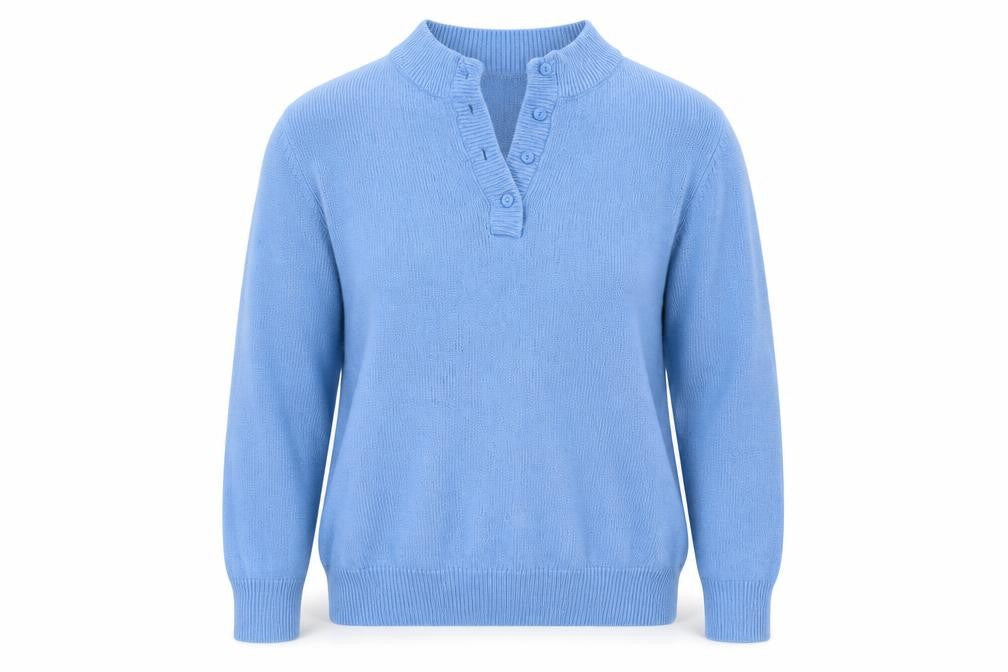 Front view of Damart Blue Henley Women's Jumper, size 14