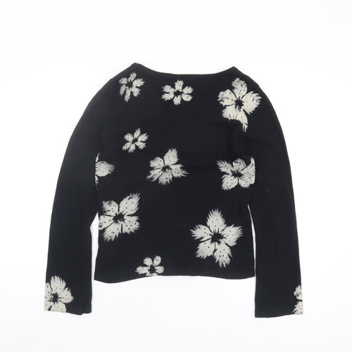 Next Women Black Floral V-Neck Jumper Size 12