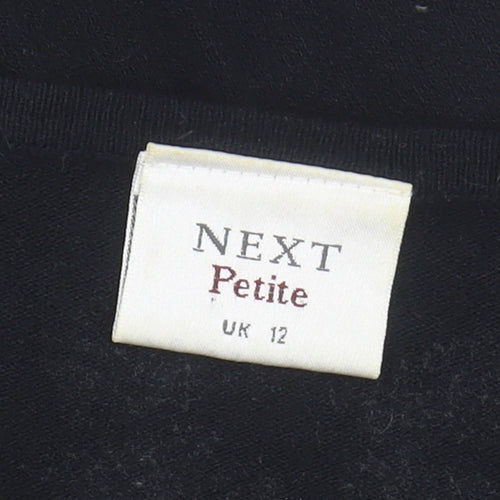 Next Women Black Floral V-Neck Jumper Size 12