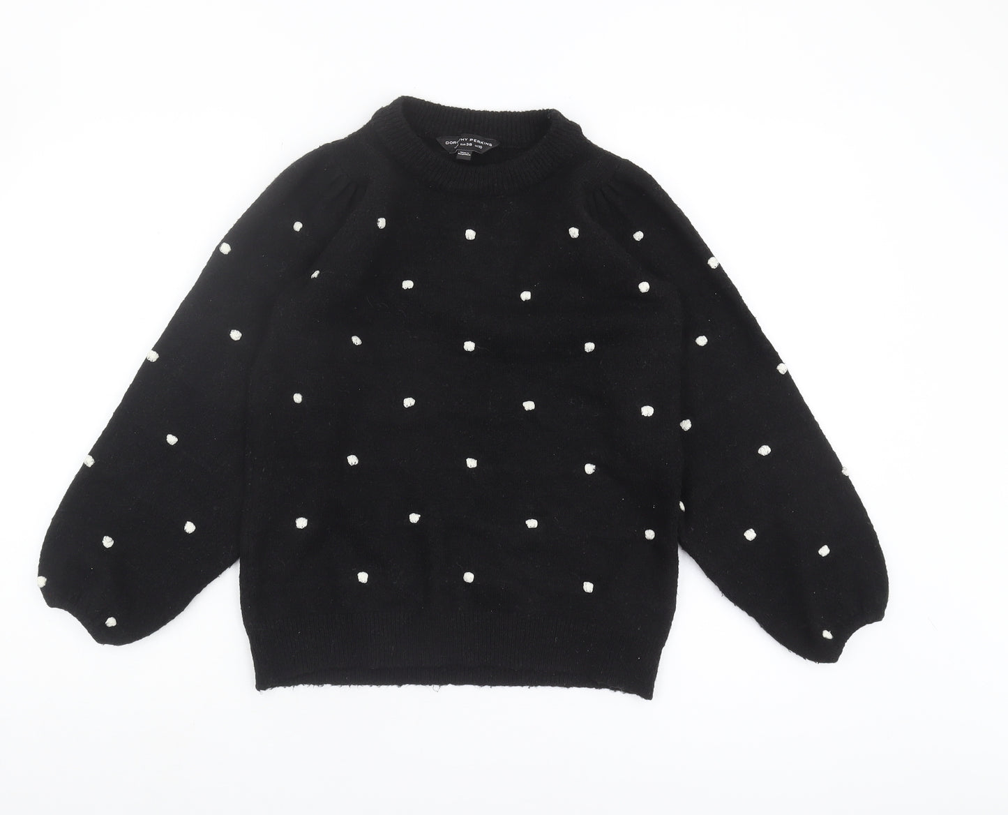 Dorothy Perkins Women's Black Polka Dot Pullover Jumper Size 10