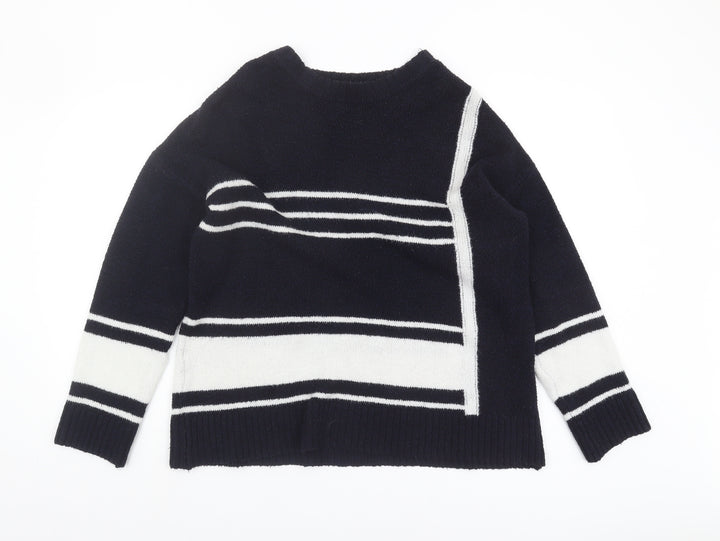 Wallis Women's Black Striped Pullover Jumper, Size 8