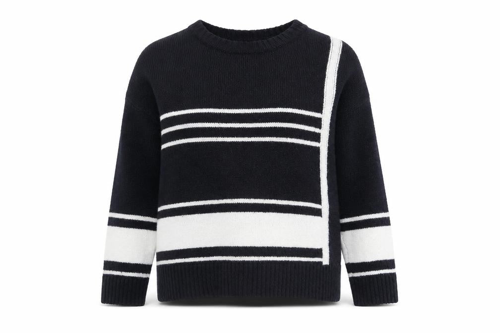 Front view of Wallis Women's Black Striped jumper, size 8