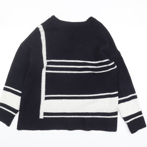 Wallis Women's Black Striped Pullover Jumper, Size 8