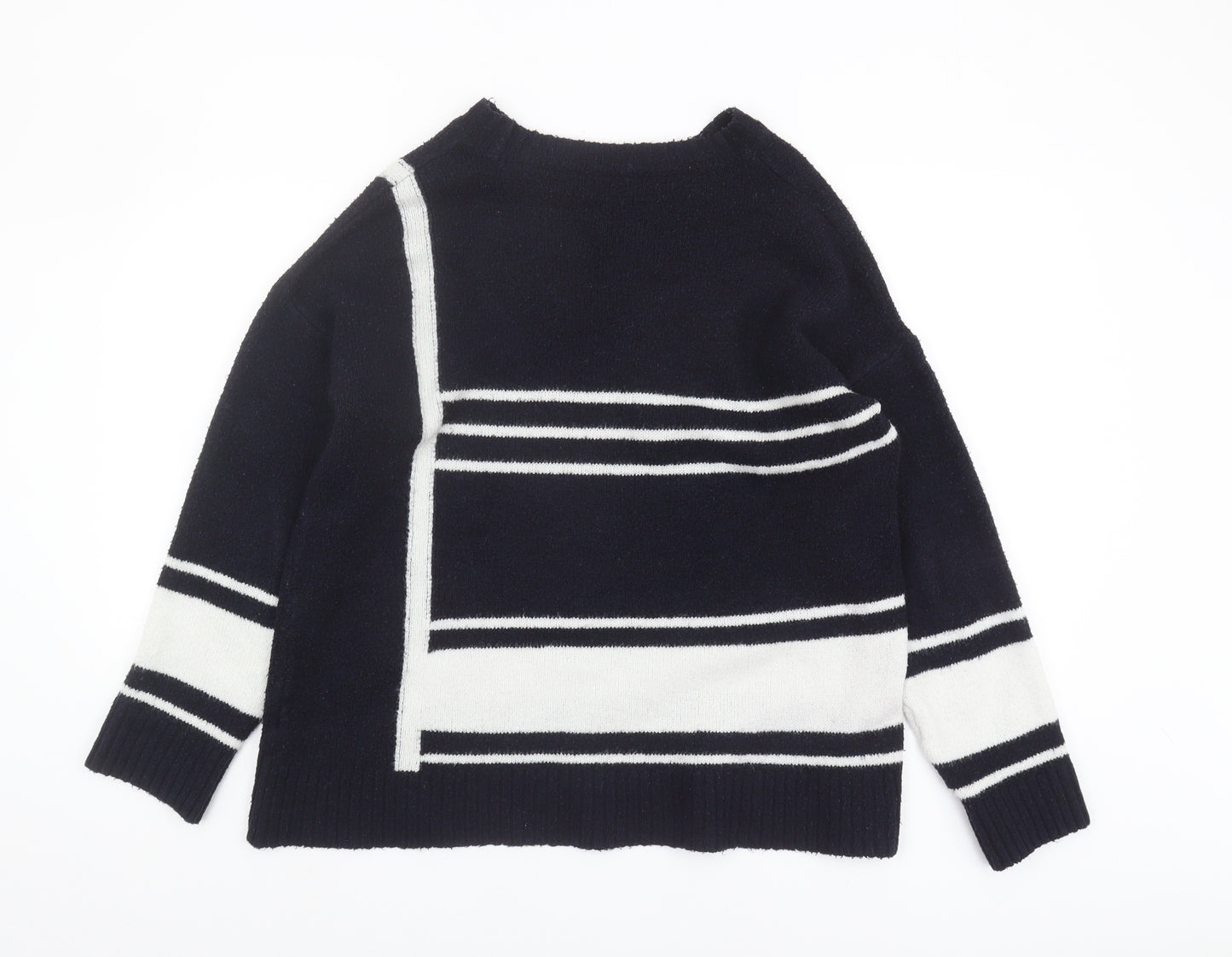 Wallis Women's Black Striped Pullover Jumper, Size 8