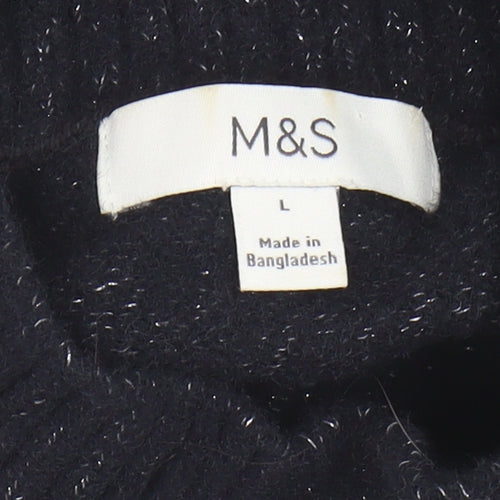 Marks and Spencer Women's Black Mock Neck Jumper L