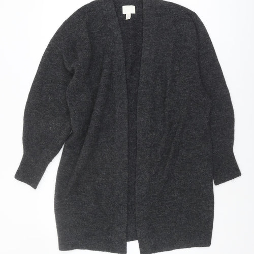 H&M Women's Black Open Front Cardigan XS Chunky Knit Relaxed
