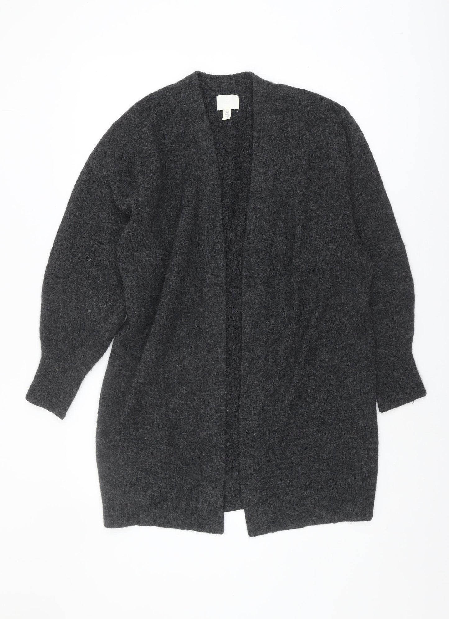 H&M Women's Black Open Front Cardigan XS Chunky Knit Relaxed