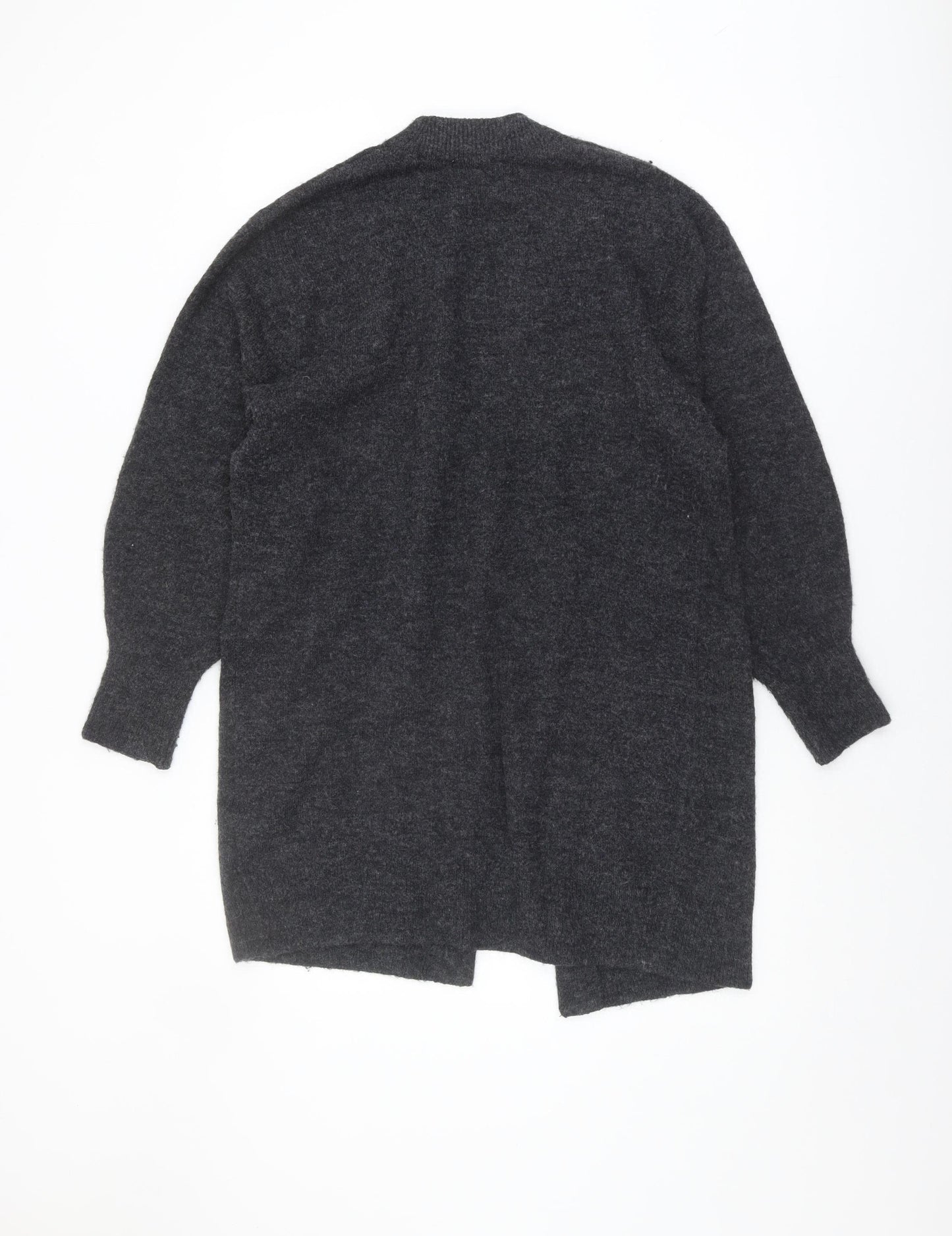 H&M Women's Black Open Front Cardigan XS Chunky Knit Relaxed