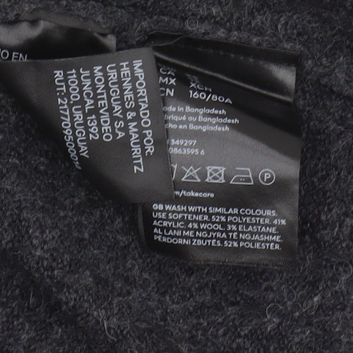 H&M Women's Black Open Front Cardigan XS Chunky Knit Relaxed