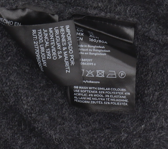 H&M Women's Black Open Front Cardigan XS Chunky Knit Relaxed