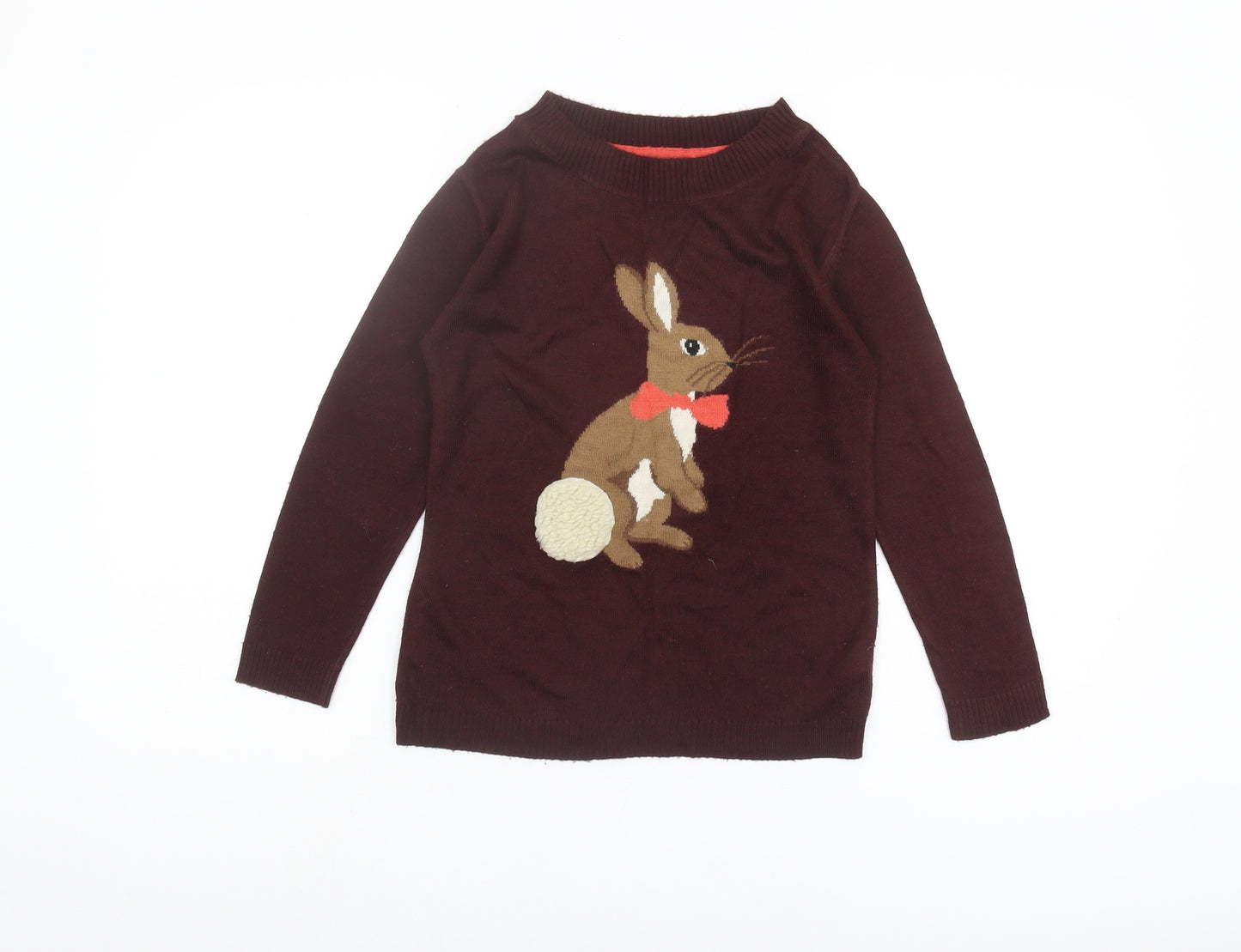Marks and Spencer Girls Brown Bunny Jumper 7-8 Years