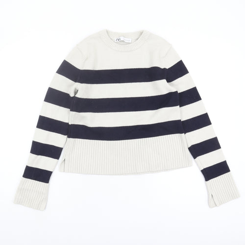 Zara Women's Multicoloured Striped Pullover Jumper M
