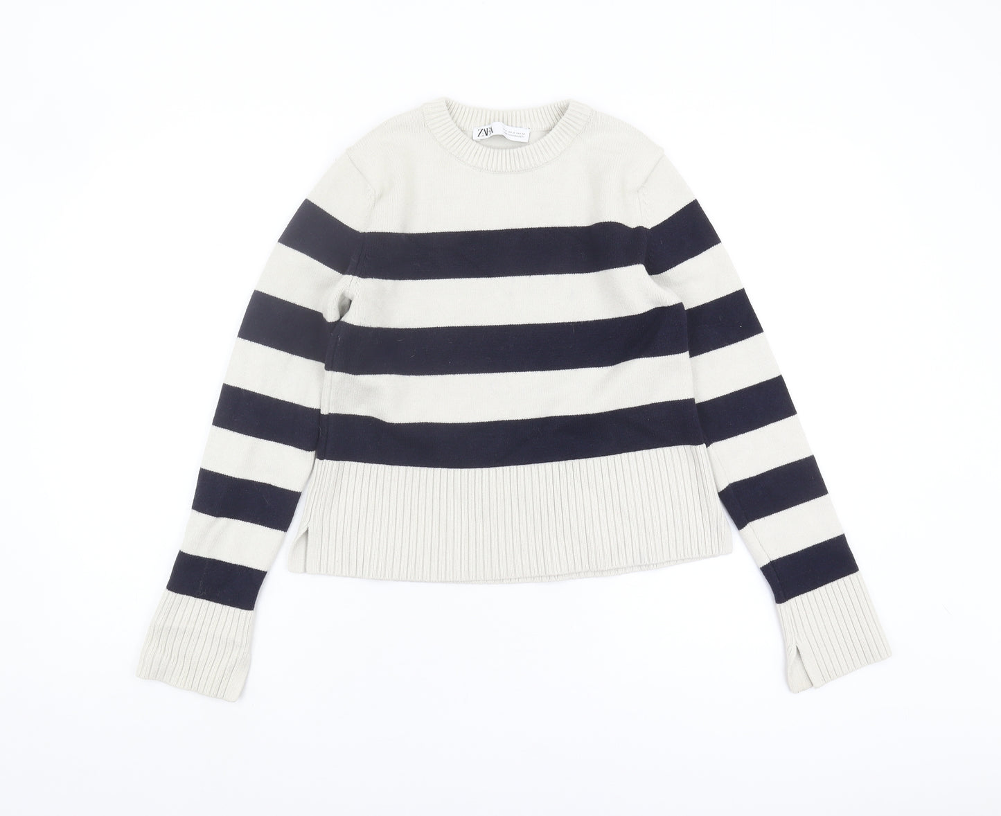 Zara Women's Multicoloured Striped Pullover Jumper M