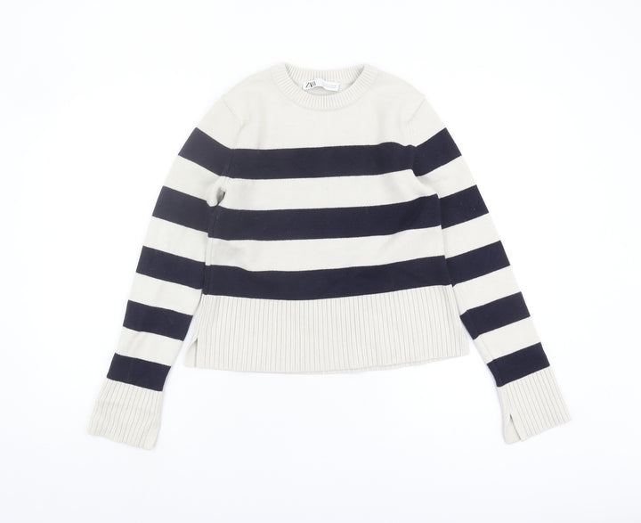 Zara Women's Multicoloured Striped Pullover Jumper M