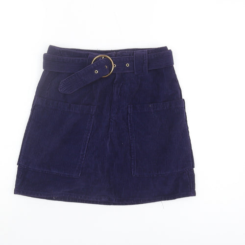 River Island Women's Blue Mini Skirt - Size 6, Corduroy