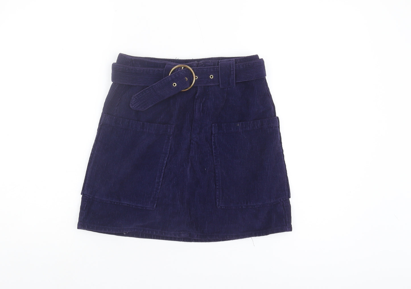 River Island Women's Blue Mini Skirt - Size 6, Corduroy