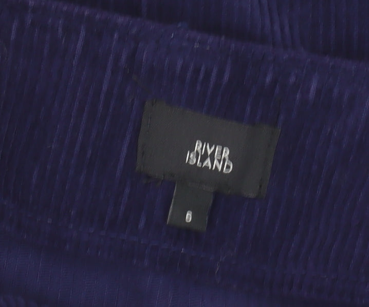 River Island Women's Blue Mini Skirt - Size 6, Corduroy