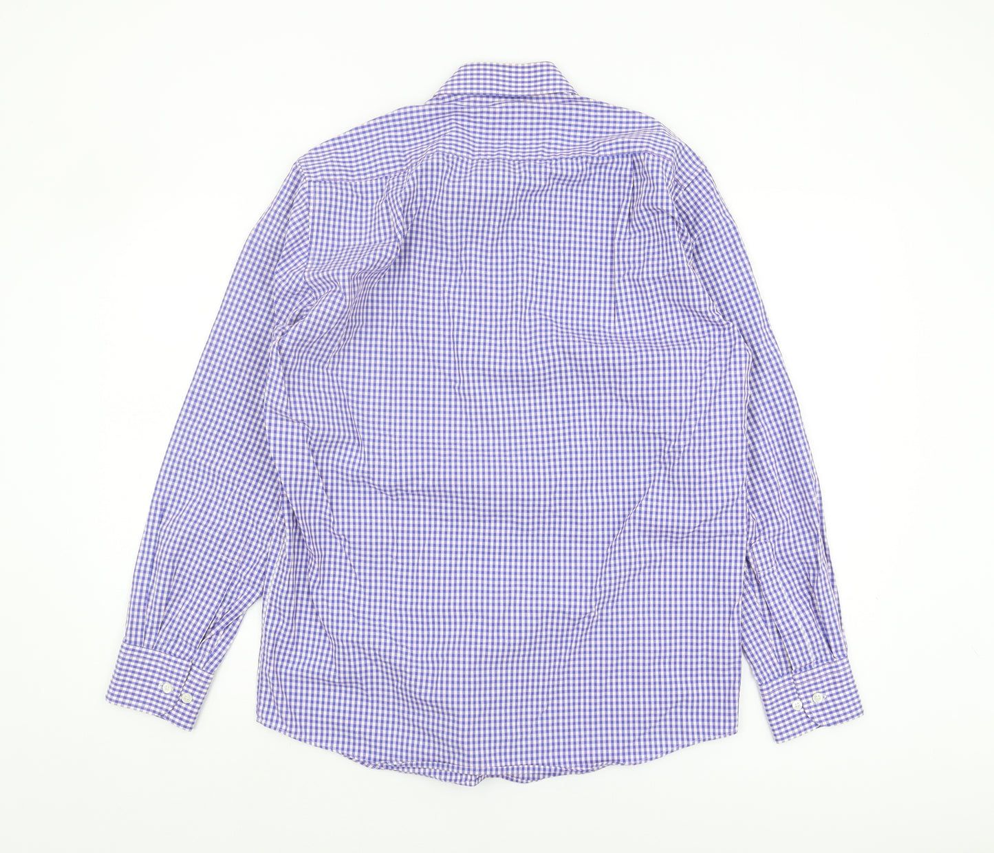 Marks and Spencer Men's Blue Check Long Sleeve Shirt