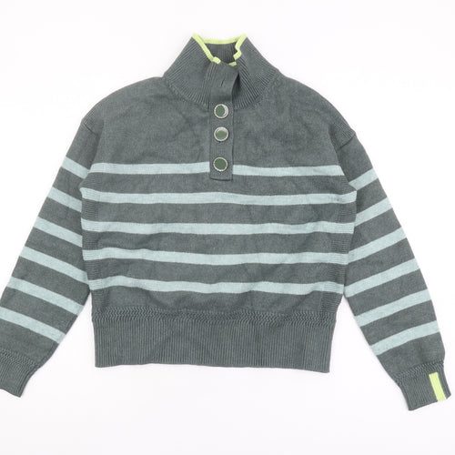 Next Women’s Grey Striped High Neck Jumper Size S