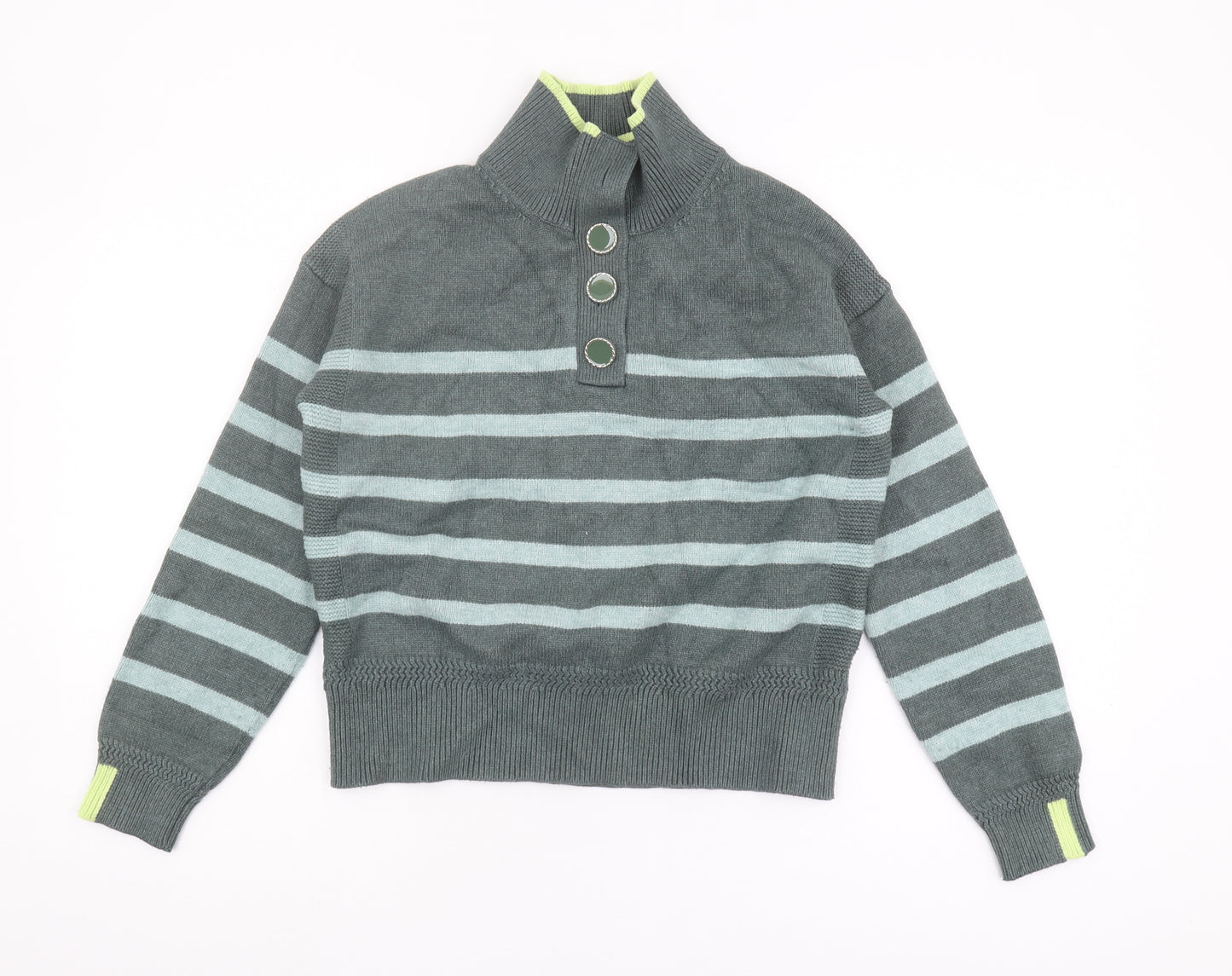 Next Women’s Grey Striped High Neck Jumper Size S