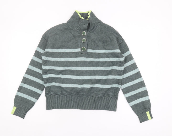 Next Women’s Grey Striped High Neck Jumper Size S