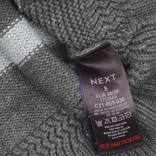 Next Women’s Grey Striped High Neck Jumper Size S
