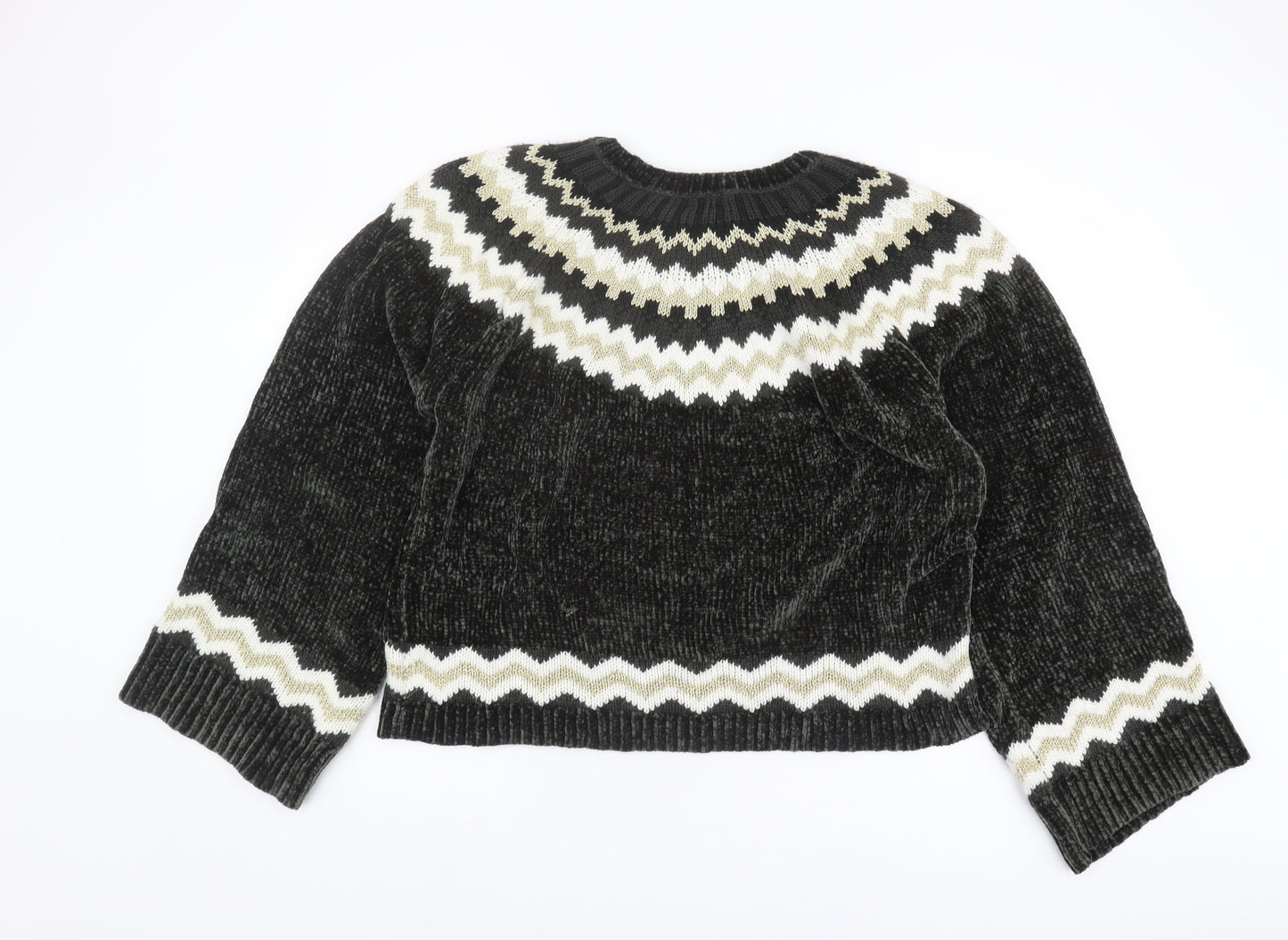 River Island Women's Black Fair Isle Jumper Size 18