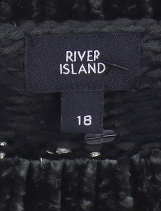 River Island Women's Black Fair Isle Jumper Size 18