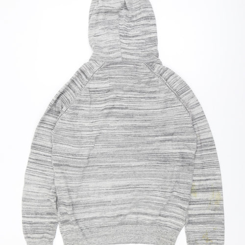 Old Khaki Men's Grey Hooded Pullover Jumper Size L