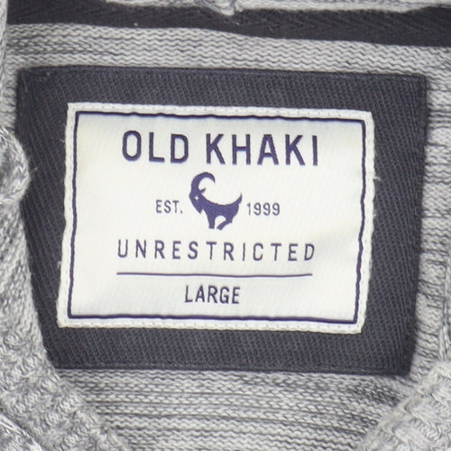 Old Khaki Men's Grey Hooded Pullover Jumper Size L