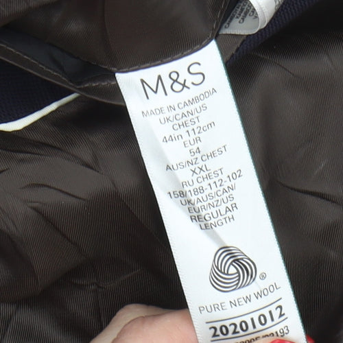 Marks and Spencer Men's Blue 44 Wool Blazer
