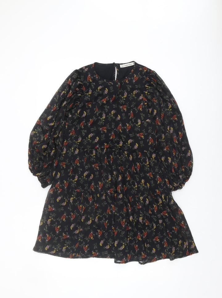 Abercrombie & Fitch Women's Black Floral A-Line Dress XS