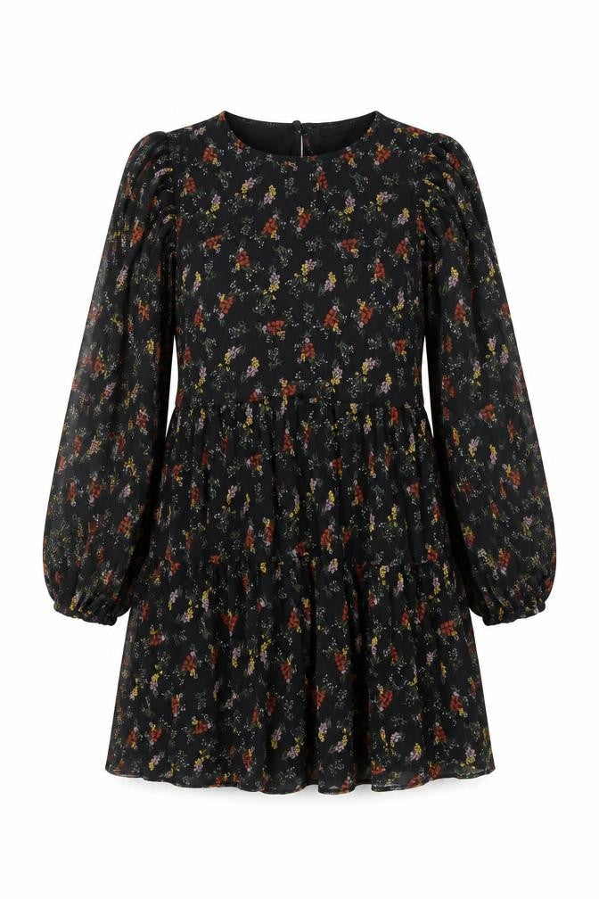 Abercrombie & Fitch Women's Black Floral A-Line Dress XS
