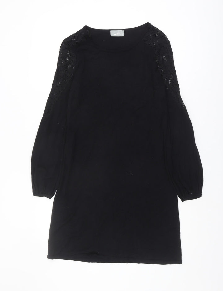 Wallis Women's Black Dress S - Elegant Lace Accent