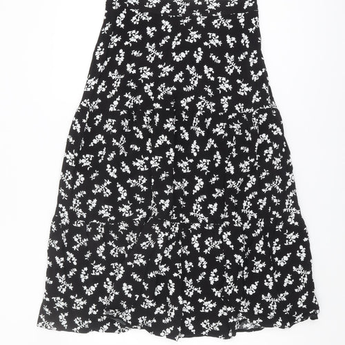 Marks and Spencer Women's Black Floral Skirt Size 10