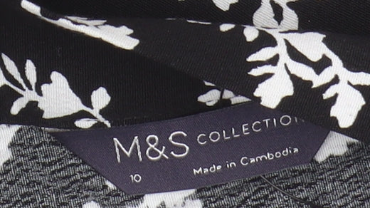 Marks and Spencer Women's Black Floral Skirt Size 10