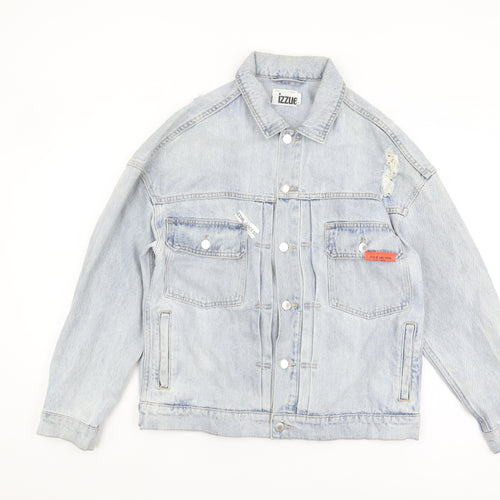 izzue Men's Blue Denim Jacket M, Basic Casual Style