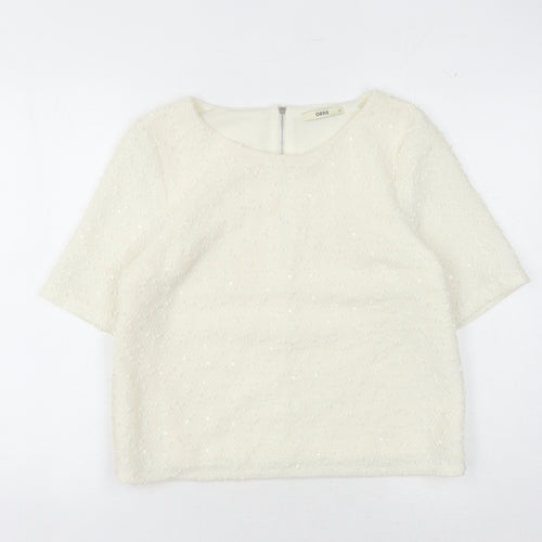 Oasis Women's White 3/4 Sleeve Top Size M