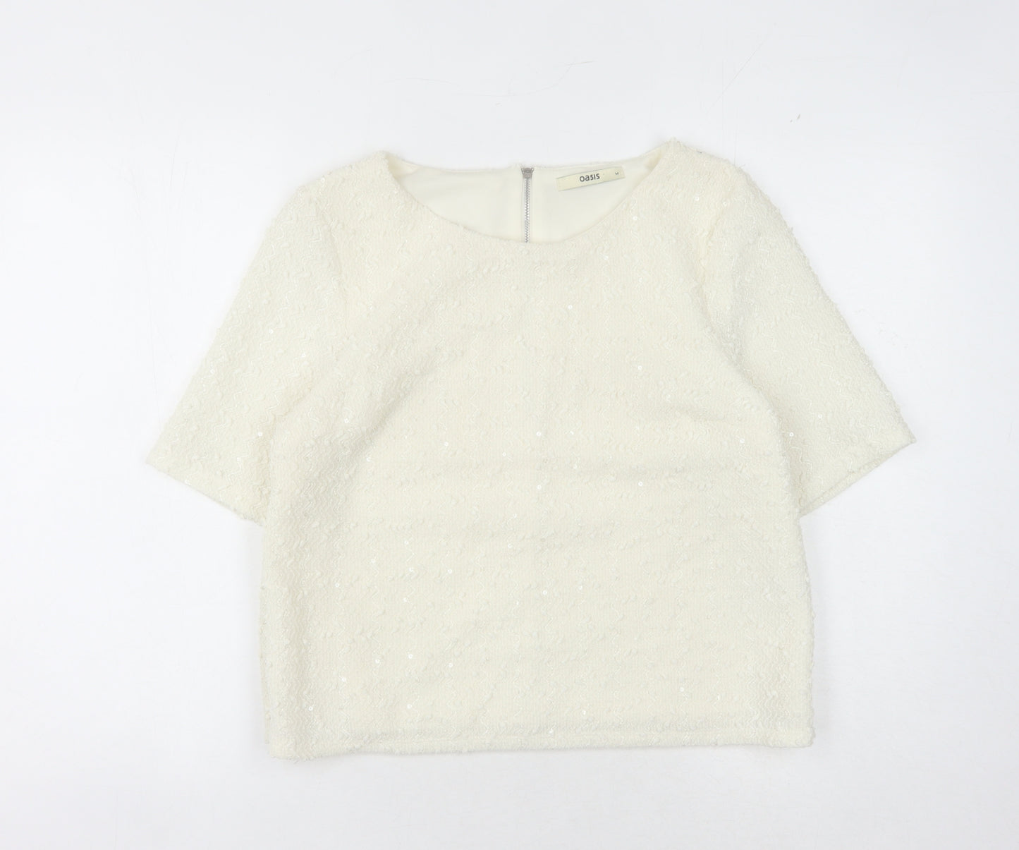 Oasis Women's White 3/4 Sleeve Top Size M
